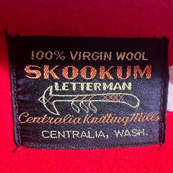Vintage Skookum Letterman Red Virgin Wool Jacket Mens 52 Hunting Coat - Picture 2 of 12